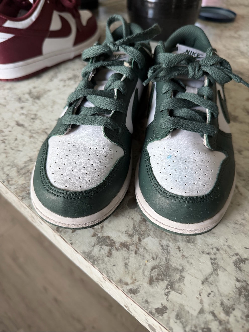 Nike Kids Green and White Low-Top Sneakers - Picture 2 of 4